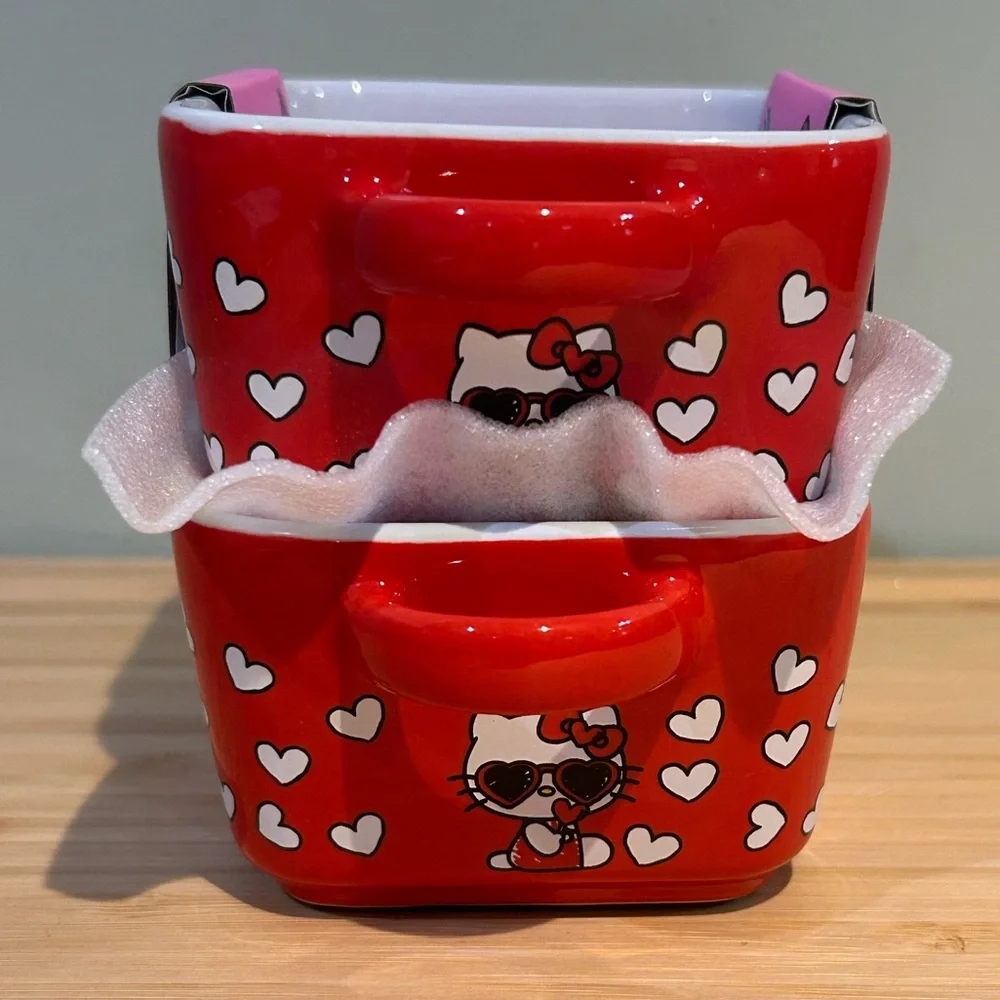 HELLO KITTY Hearts & Sunglasses Mini Ceramic Loaf Pan Set Of 2 Made By Sanrio